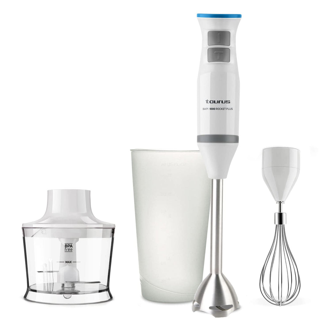 Taurus - Bapi Handmixer 1000 W | Elektrischer Zerkleinerer aus Edelstahl | 20 Geschwindigkeiten + Tu