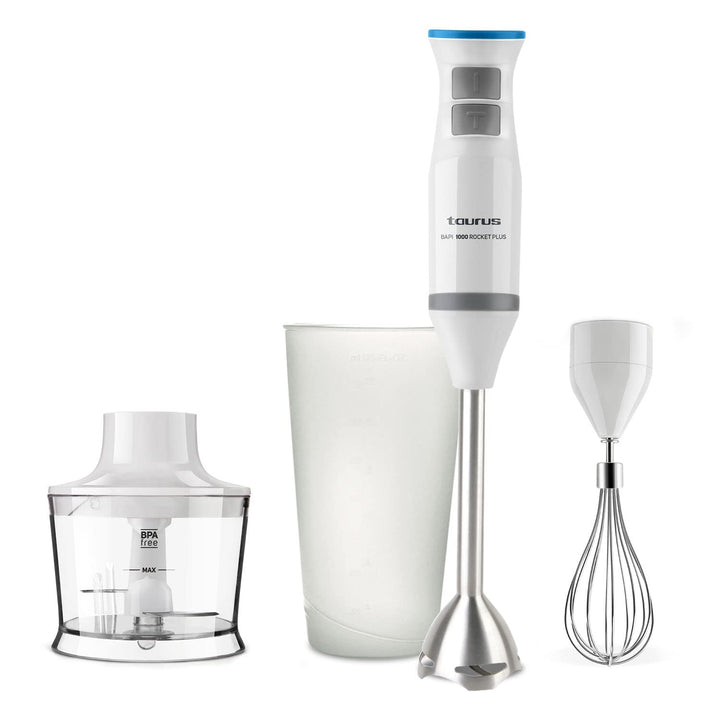 Taurus - Bapi Handmixer 1000 W | Elektrischer Zerkleinerer aus Edelstahl | 20 Geschwindigkeiten + Tu