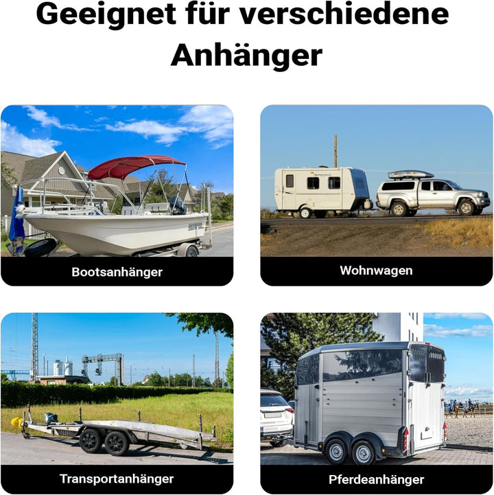 Wiltec Stützrad für Anhänger bis 362 kg ø48 mm, Bugrad inkl. Klemmhalter & Schellen, Abstellstütze m