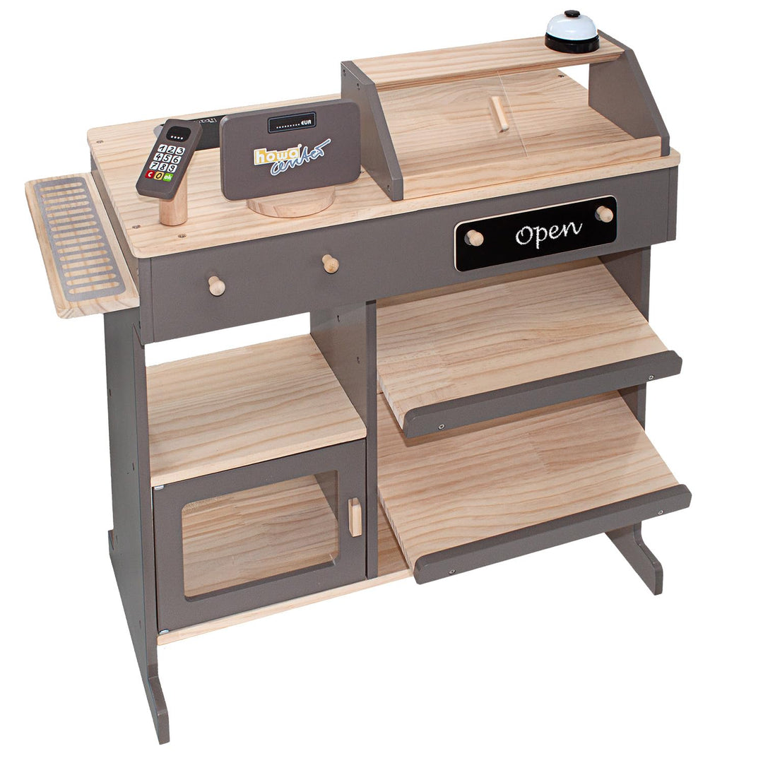 howa Kaufladen - Kaufmannsladen aus Holz, mit Spielkasse und Spielzeugkartenleser, Tafel für Kreide,