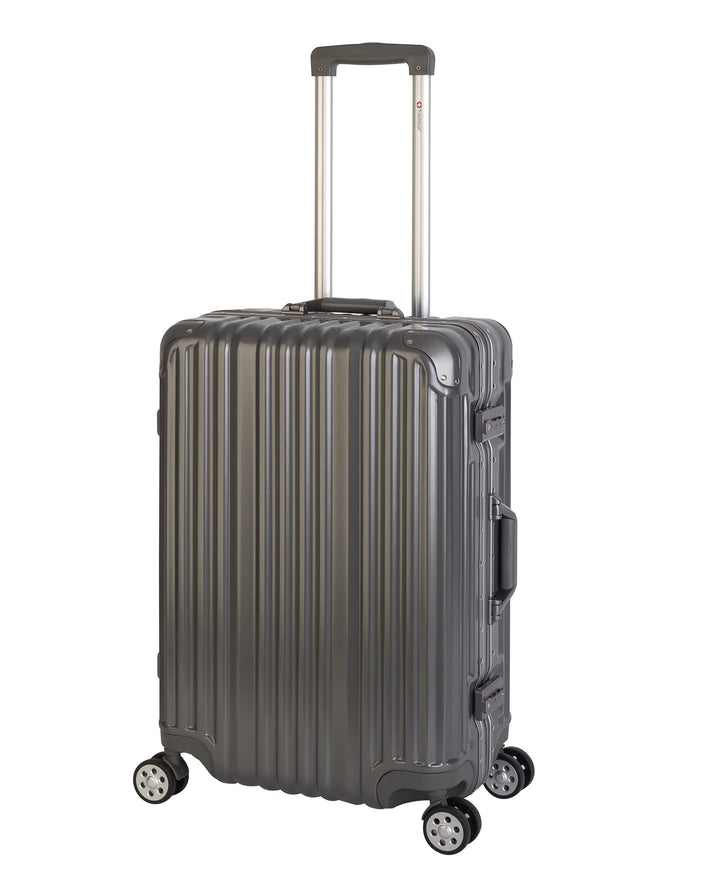Travelhouse London Koffer Grau M-65cm · Alu-Rahmen · Polykarbonat Hartschale · Trolley Reisekoffer R