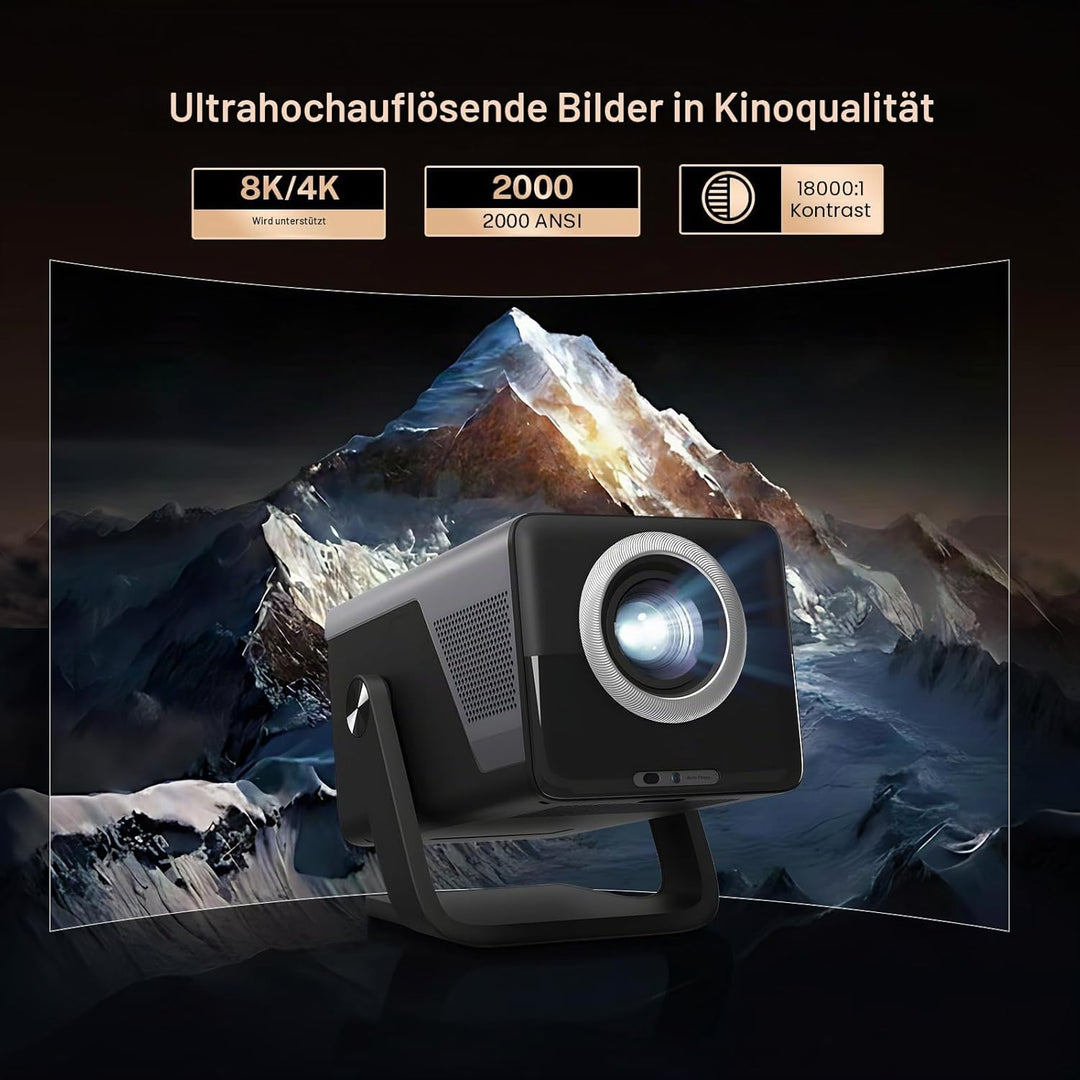 [Native 1080P/2000 ANSI/KI-Sprachassistent] Smart Beamer mit Android 14 OS 4K-Unterstützung X7 Proje