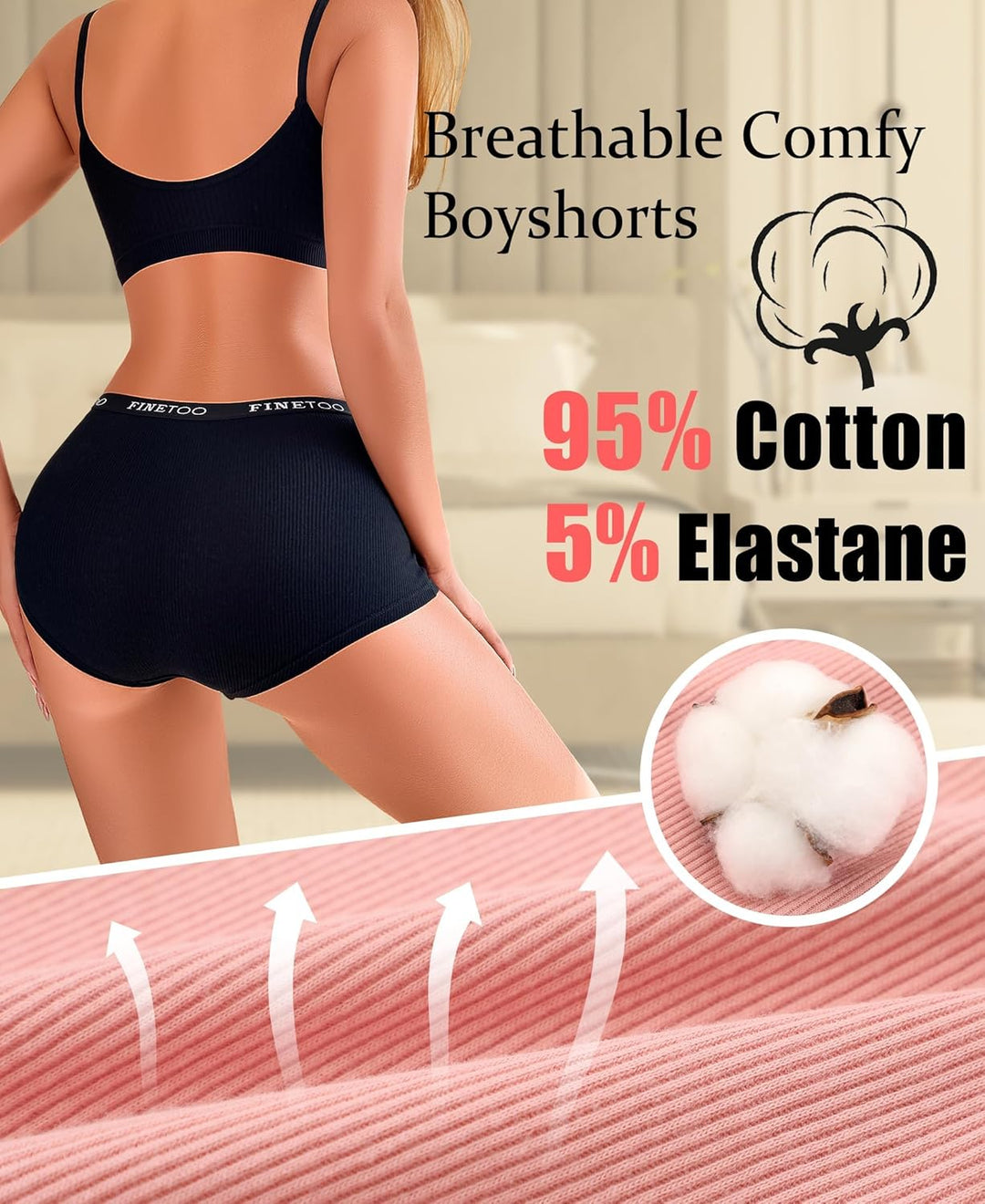 5er Pack Boxershorts Unterhosen Damen Unterwäsche Baumwolle Slips Atmungsaktive Shorts Damen Cotton