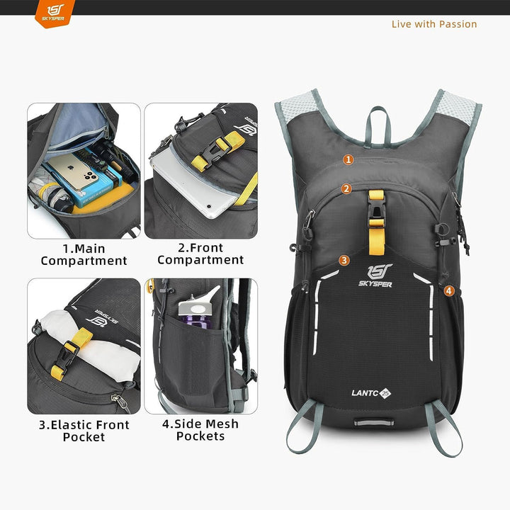 SKYSPER Wanderrucksack Herren Rucksack Klein Tagesrucksack Trekkingrucksack für Camping Outdoor Trav