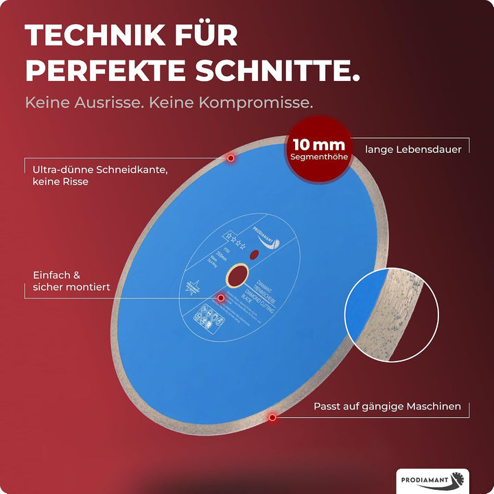 PRODIAMANT Profi Diamant-Fliesenscheibe Pro-Rim F702 350mm Bohrung 30mm mit Ring 25,4mm für Nassschn