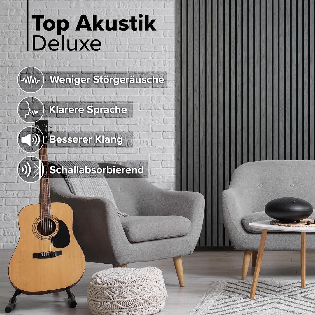 HEXIM Akustikpaneele 4 Stück 280x30cm Holz Grande - XXL Wandpaneele Platten Lamellen Holzpaneele Ech