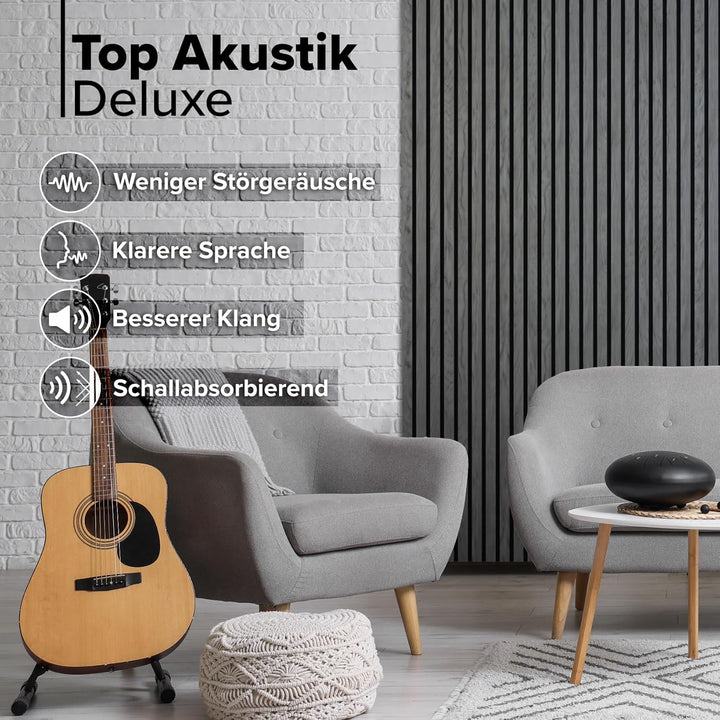 HEXIM Akustikpaneele 4 Stück 280x30cm Holz Grande - XXL Wandpaneele Platten Lamellen Holzpaneele Ech