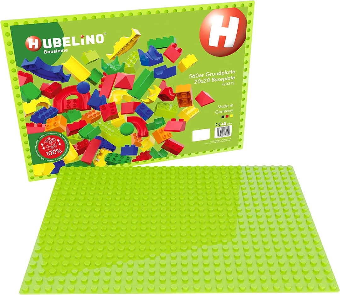Hubelino mega (585-teilig), 420633 & Hubelino GmbH 420312 (20x28 Noppen) Grundplatte, Grün Bundle mi