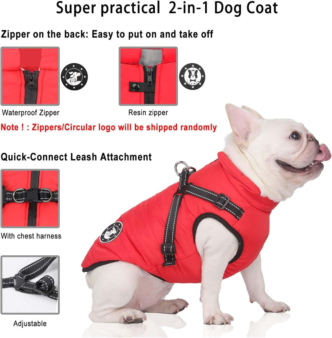 Hundemantel für kleine Hunde, Hundemantel mit Geschirr, Reflektierende Outdoor-Hundeweste, Winter Hu