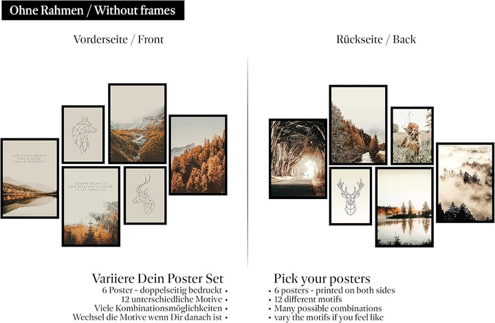 CreativeRobin » Herbst « Premium Poster Set als Wohnzimmer Deko | 4x A3 + 2x A4 Wandbilder Collage 4