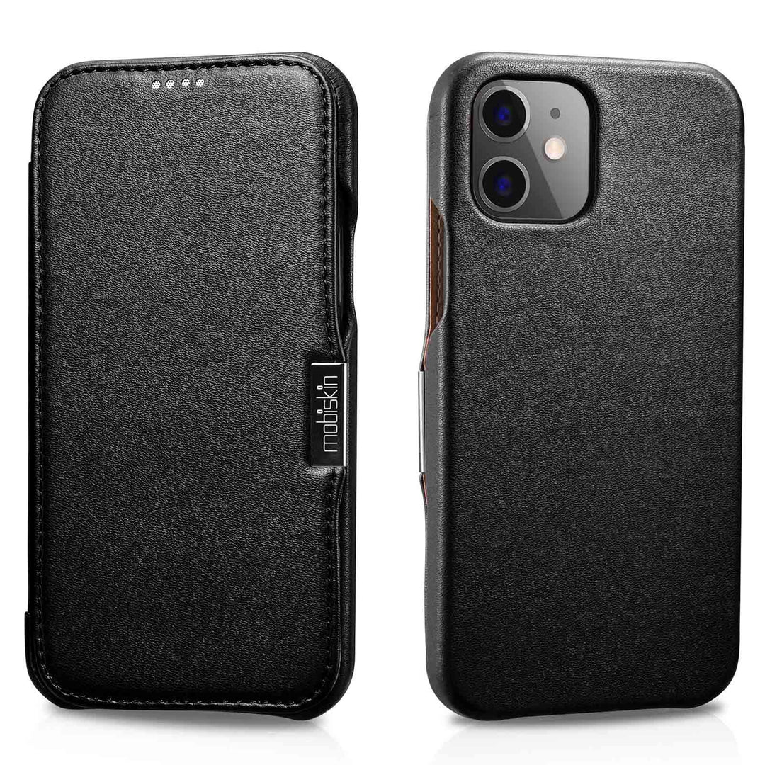 Mobiskin Hülle kompatibel mit Apple iPhone 12 Mini (5,4 Zoll), Handyhülle mit echtem Leder, Case, Sc