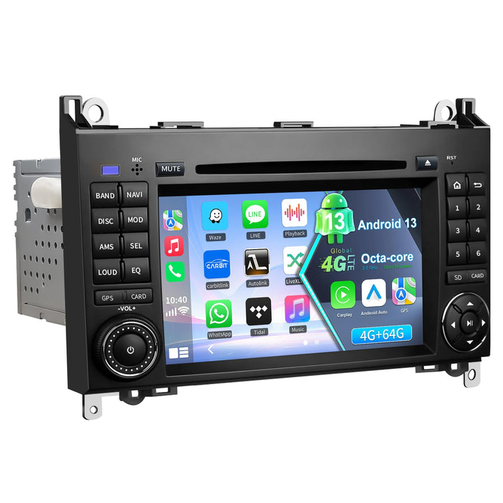 QIIKEN Autoradio mit Bildschirm, für Mercedes-Benz Autoradio Bluetooth CarPlay/Android Auto/GPS/Buil