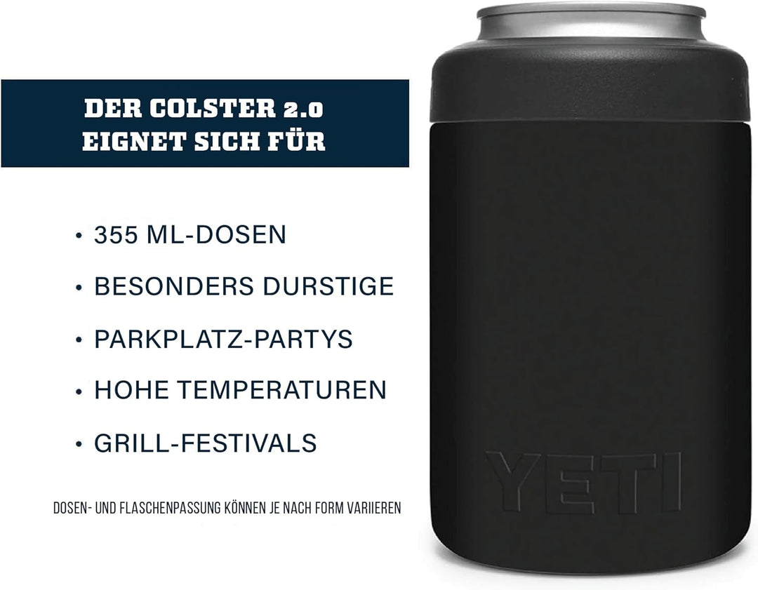 YETI Rambler Colster, Stainless Steel Can Insulator, Black, 12 oz (330 ml) Black 330 ml, Black 330 m