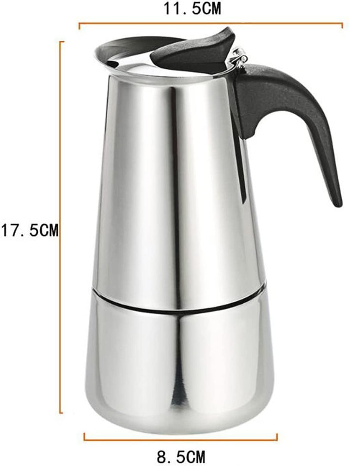 Fermoirper Elektrisch Espressokocher Edelstahl 200ML,Espressokocher, 4 Tassen Mokkakanne mit Heizpla