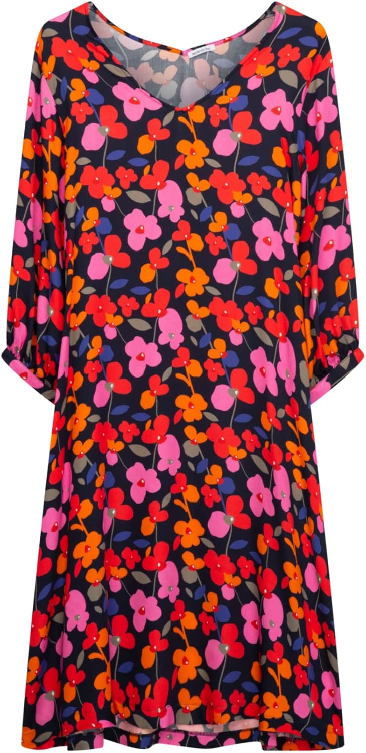 Seidensticker Damen Kleid - Midi Kleid - Blusenkleid - V-Ausschnitt - 3/4 Arm - 100% Viskose 36 Weis