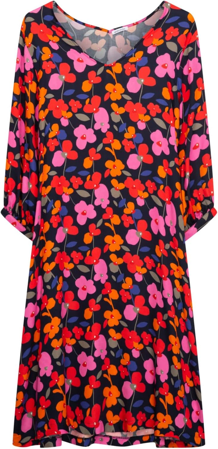 Seidensticker Damen Kleid - Midi Kleid - Blusenkleid - V-Ausschnitt - 3/4 Arm - 100% Viskose 36 Weis