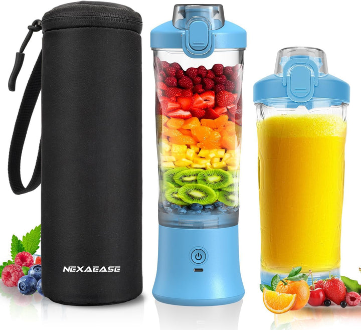 Tragbarer Mixer Smoothie Maker - 600ml Mini Standmixer to Go - 6 Klingen, Reisedeckel und Isolierte