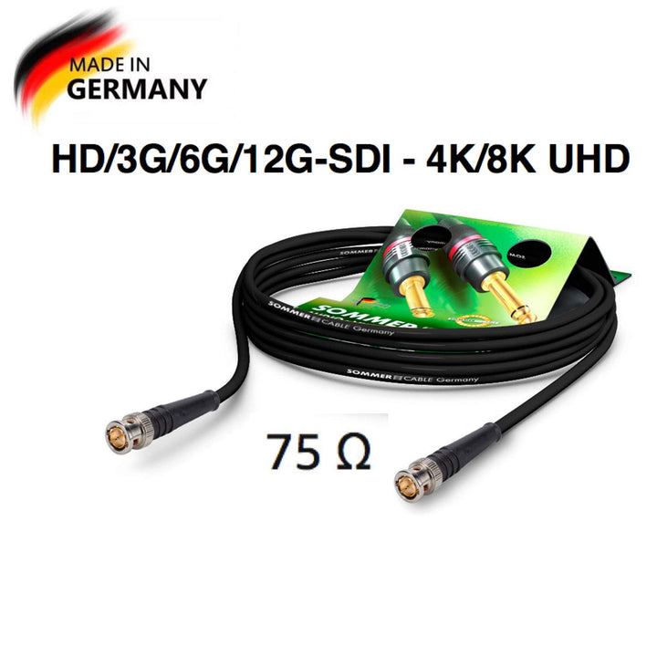 Sommer Cable Video-Patchkabel 6G-SDI / 4K SC-Vector 0.8/3.7, BNC 0.8/3.7-6G Hicon, schwarz (0,5m), 0