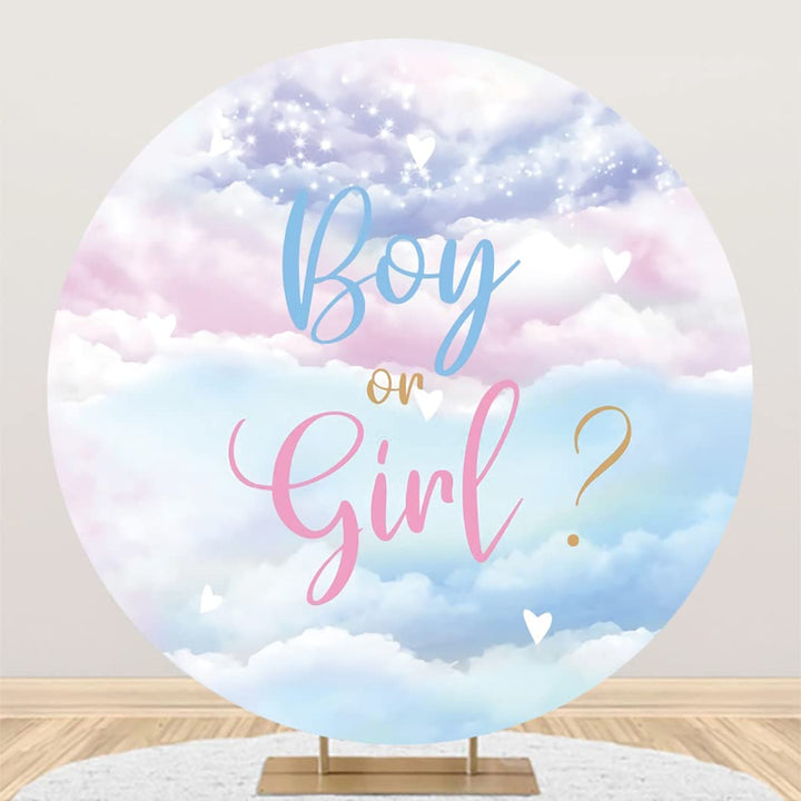 Aoihrraan 150cm Durchmesser Gender Reveal Runder Hintergrund für Fotografie Jungen oder Mädchen Blau