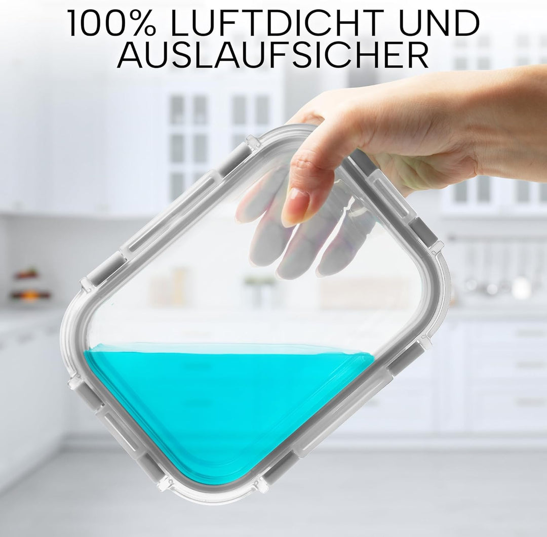 Zulay 12er-Set Glas-Frischhaltedosen für Meal Prep, Tupperdosen Set aus Glas mit luftdichten Deckeln
