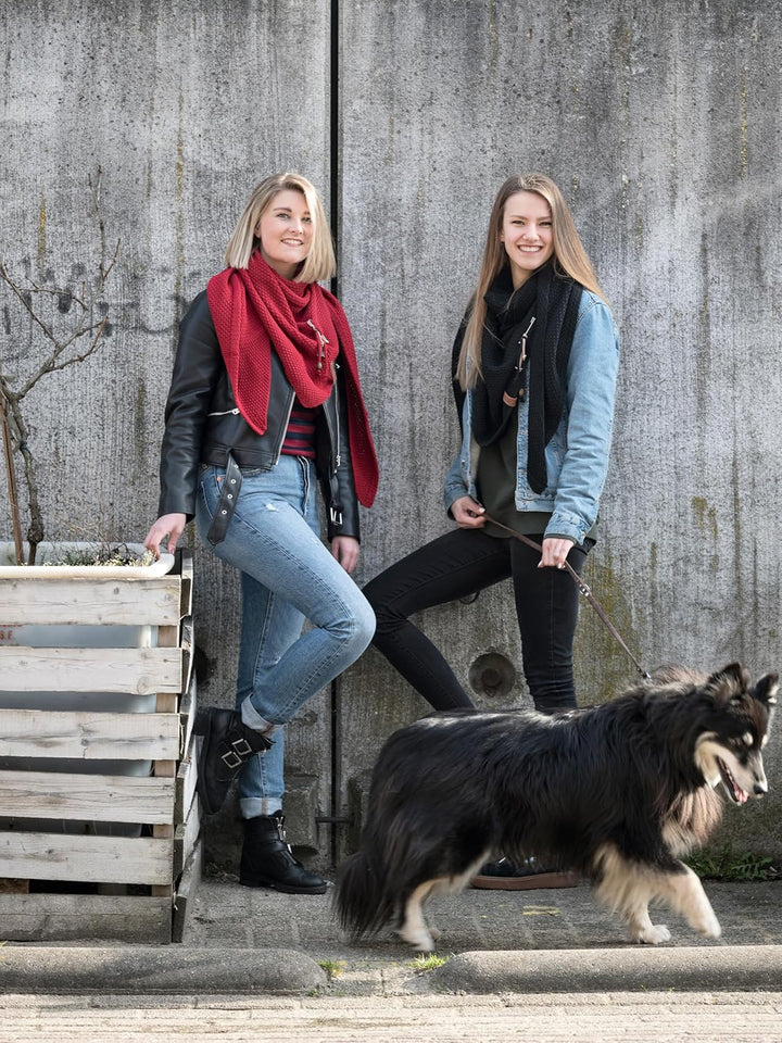 KNIT FACTORY - Dreiecksschal Coco - Damen Strickschal mit Wolle - Umschlagtuch für den Herbst und Wi