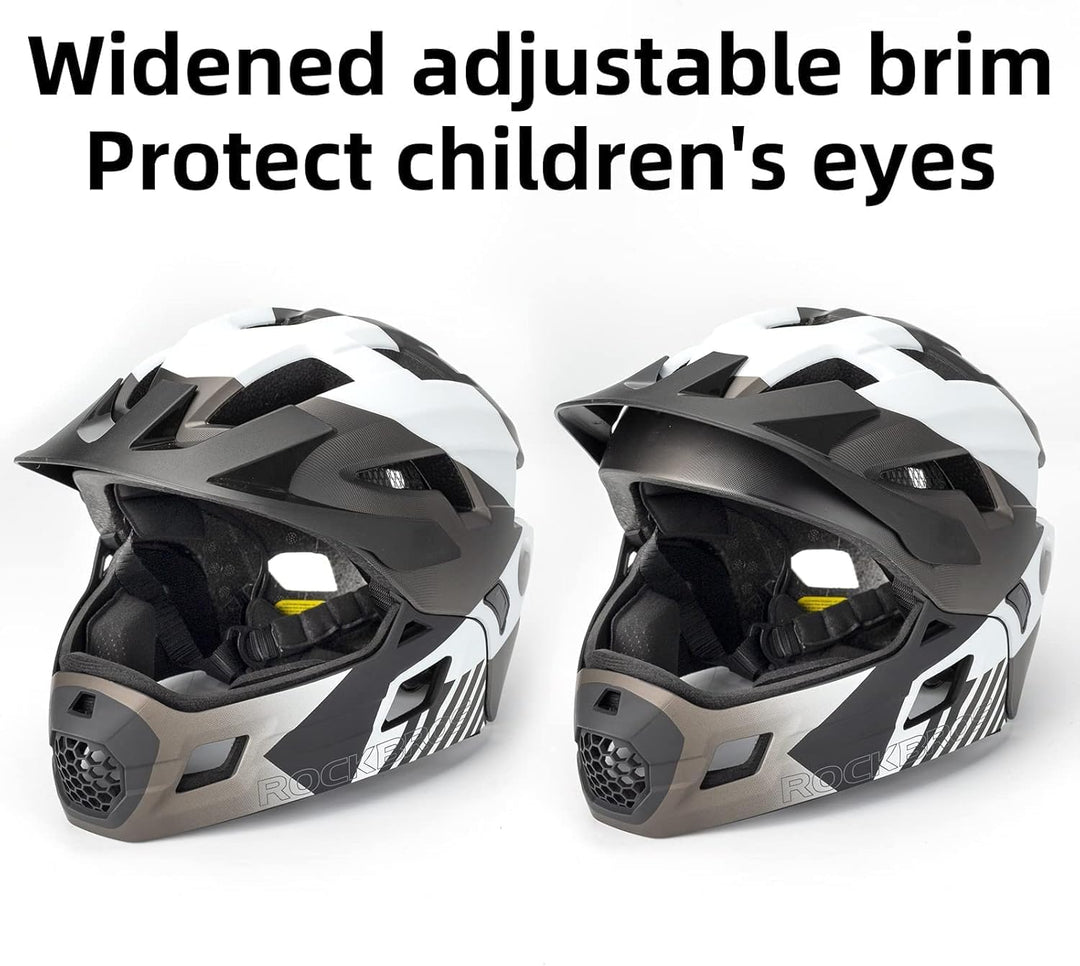 ROCKBROS Kinderhelm Integriert Fahrradhelm Kinder Jugend Fullface Helm mit Abnehmbarem Kinnschutz BM