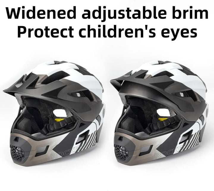 ROCKBROS Kinderhelm Integriert Fahrradhelm Kinder Jugend Fullface Helm mit Abnehmbarem Kinnschutz BM