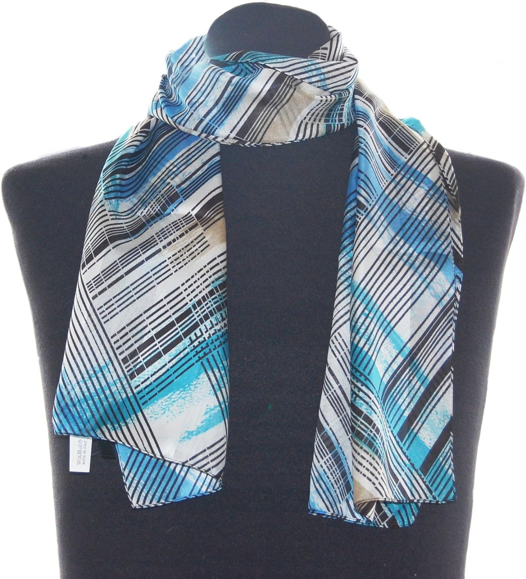Striessnig Wien – Damen Schaltuch blau, Schal mit Streifen Muster, modisch aktuelles Halstuch, ca. 3