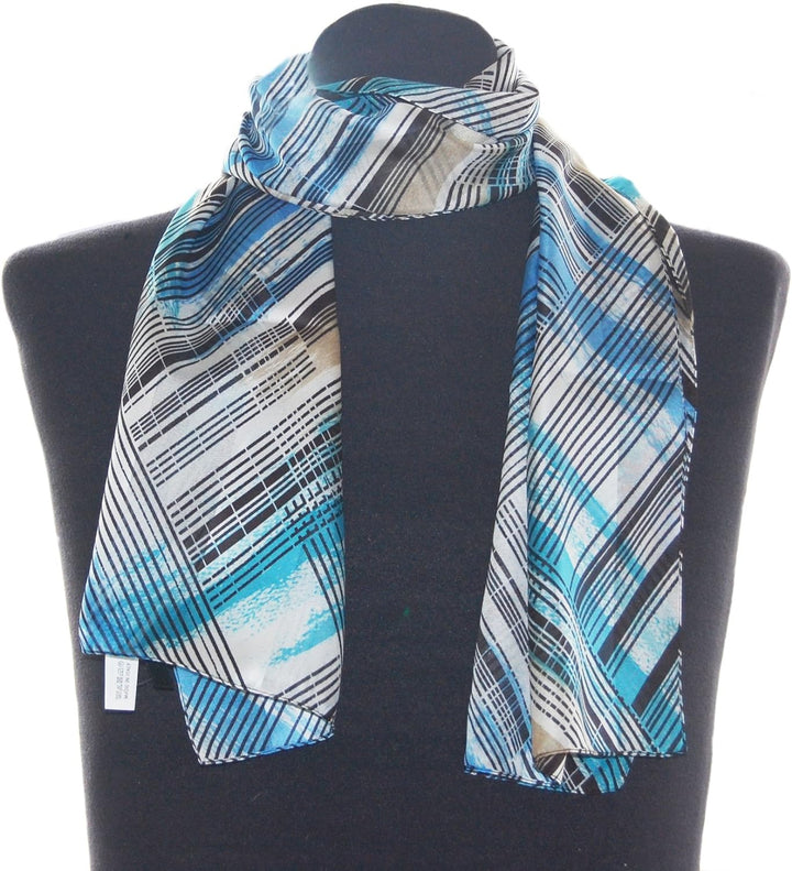 Striessnig Wien – Damen Schaltuch blau, Schal mit Streifen Muster, modisch aktuelles Halstuch, ca. 3