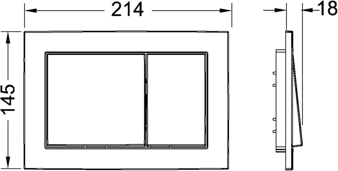TECE TECEbase WC-Betätigungsplatte schwarz matt, Zweimengentechnik, 214 x 145 x 18 mm, Spülkästen