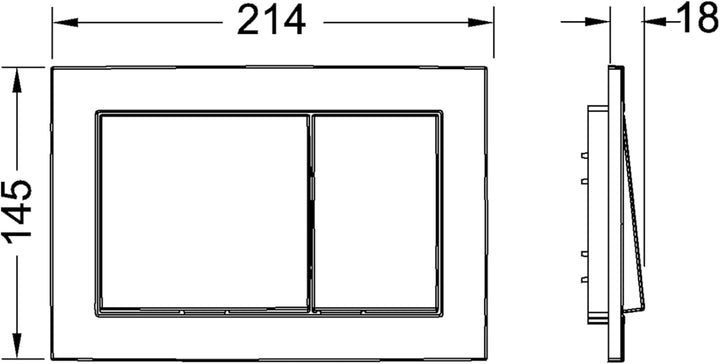 TECE TECEbase WC-Betätigungsplatte schwarz matt, Zweimengentechnik, 214 x 145 x 18 mm, Spülkästen