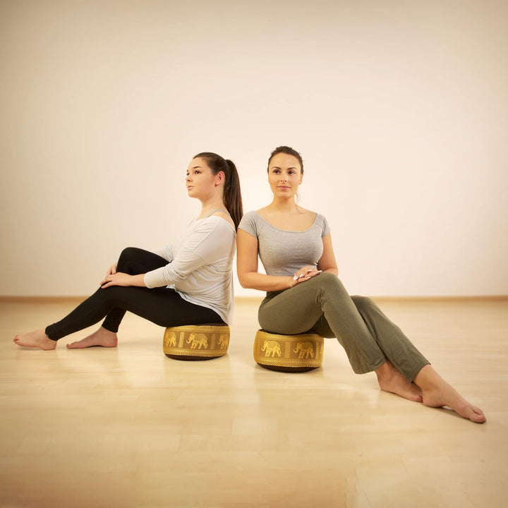 livasia Meditationskissen Thaiseide - Ø 32x20cm - Yogakissen klein mit Kapok, Pouf, Bodenkissen Yoga