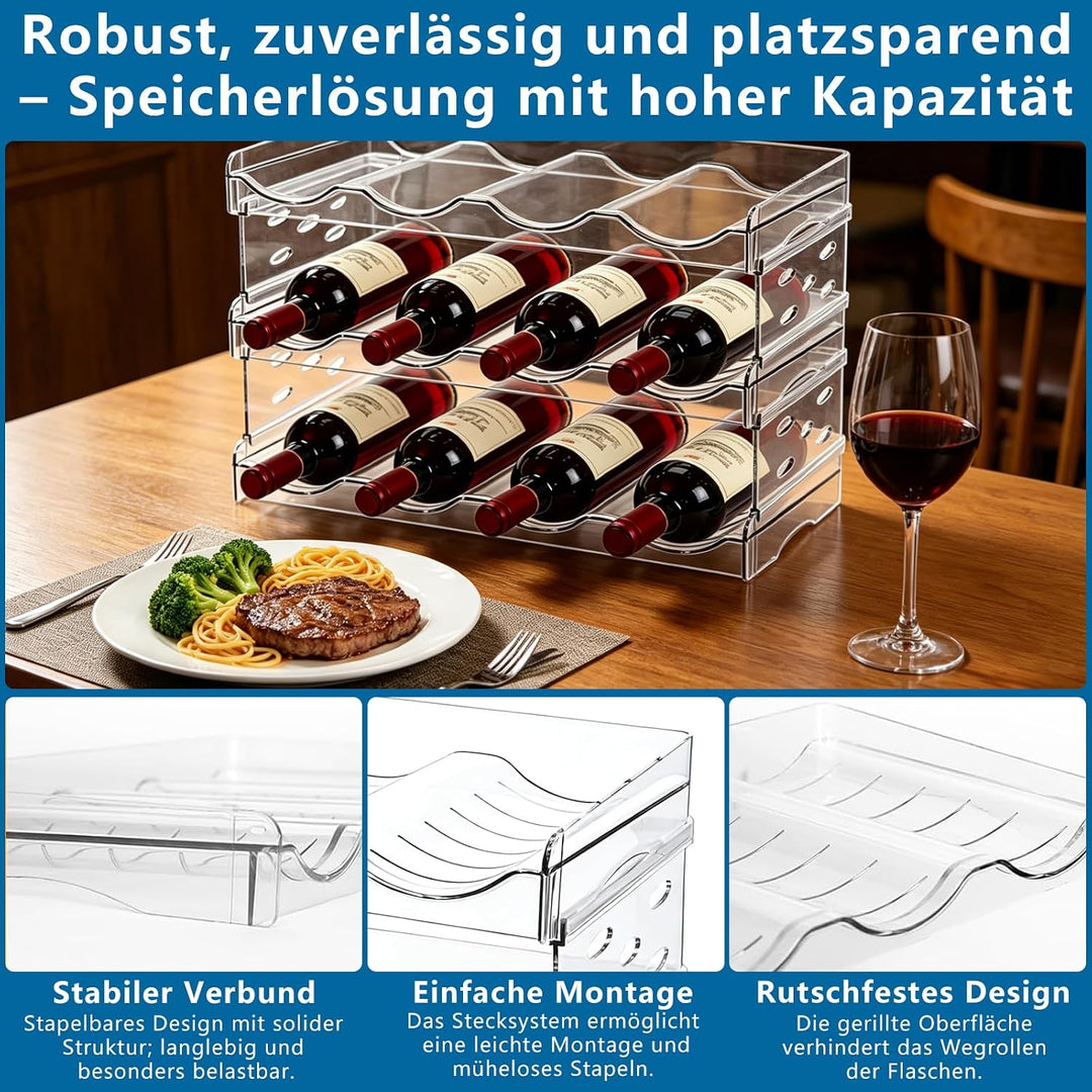 3 Etagen Flaschen-Organizer-Schrank für Kühlschrank, Stapelbarer Flaschenhalter für Vorratskammer Wa