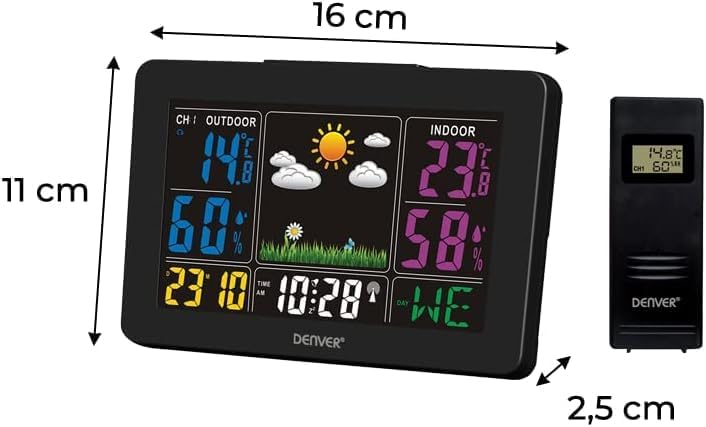 Denver Wetterstation 'WS-540' mit Aussensensor, Alarmfunktion und Farbdisplay, sowie Messung von Tem