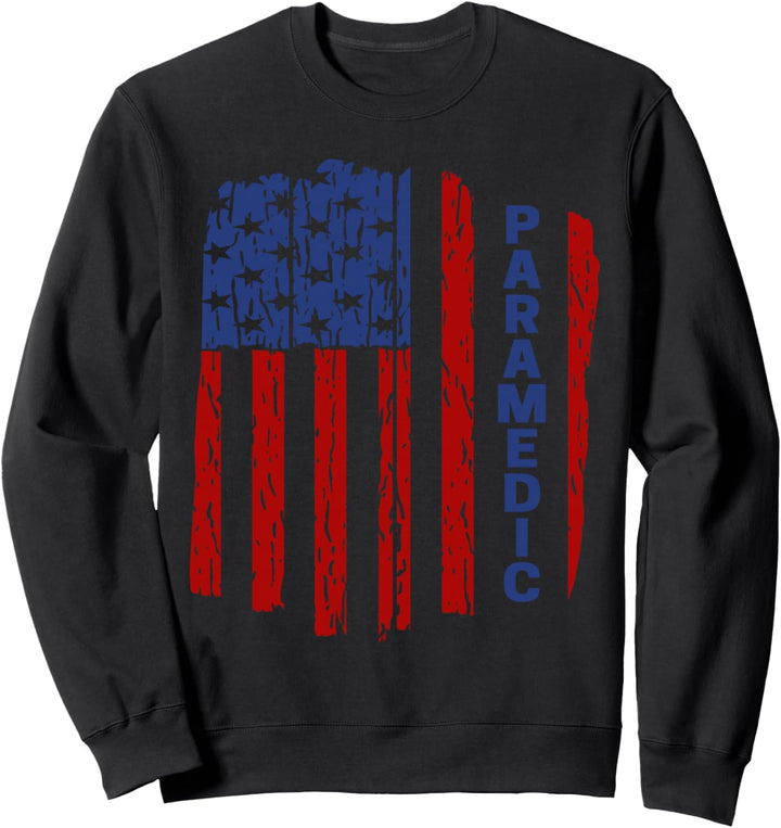 Paramedic USA Destressed Flag 911 Paramedic Sweatshirt