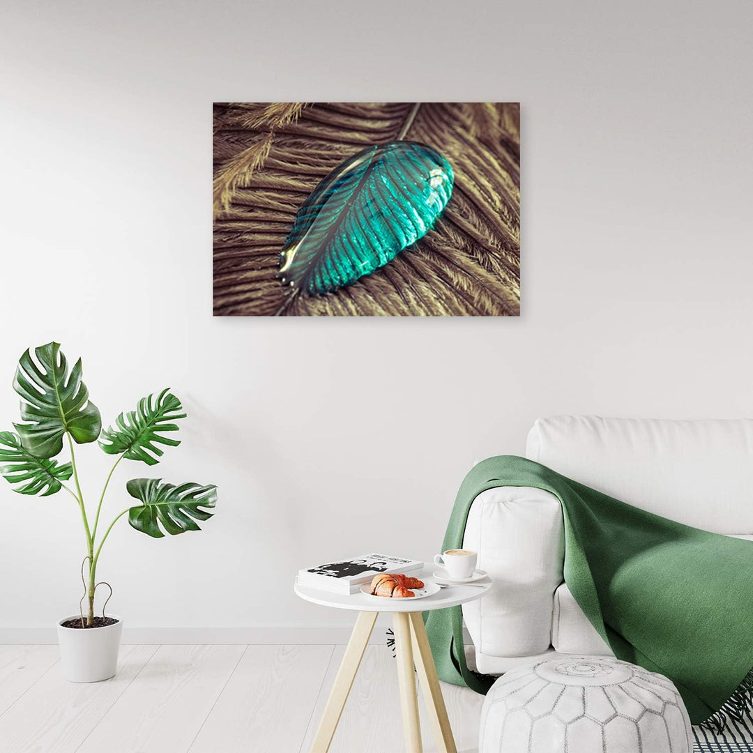 Feeby Wanddeko Tropfen Leinwandbild Kunstdruck abstrakt Blau 100x70 cm M14244 100x70 cm, M14244 100x