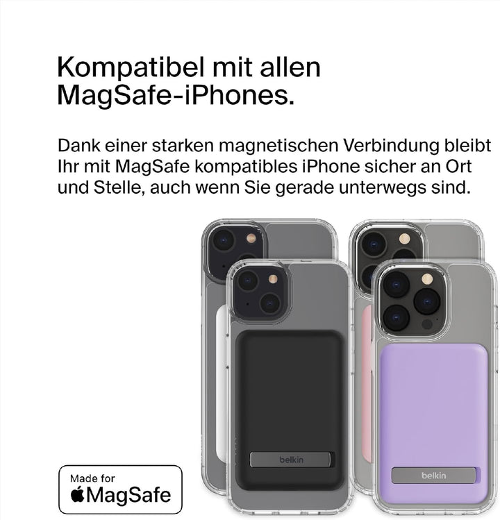 Belkin magnetische 5000-mAh-Powerbank, externer Handy-Akku, kompatibel mit MagSafe, mit Passthrough-