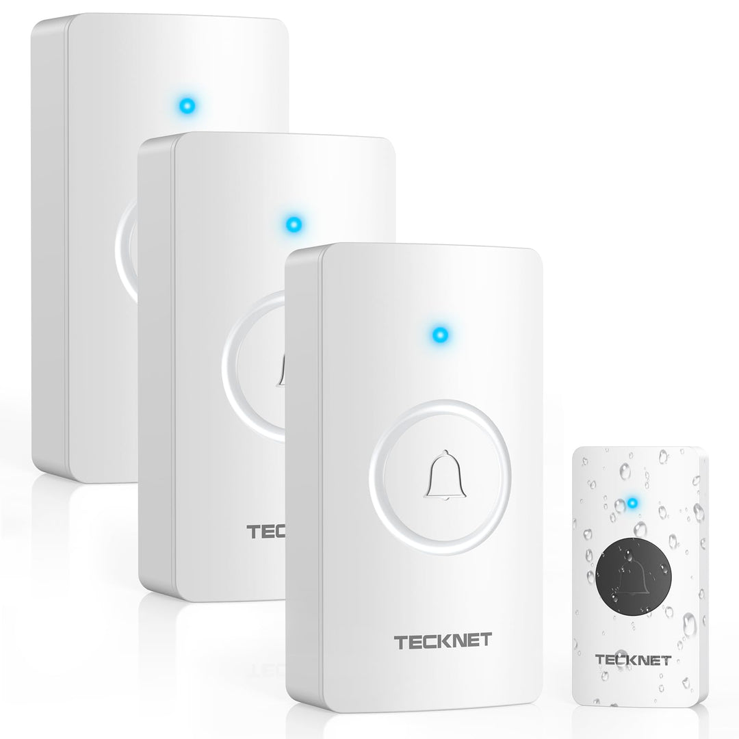 TECKNET Funkklingel, Funkklingel Batteriebetrieben mit 3 Empfänger 1 Sender, 400m Reichweite IP67 Fu