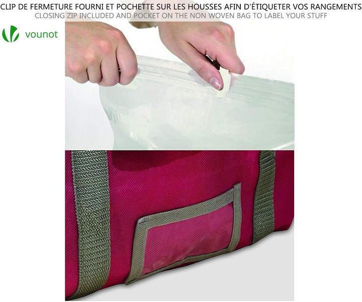 VOUNOT® Vakuum Aufbewahrungstasche mit Pumpe, 4 Stück Vakuumbeutel, 4 Stück Aufbewahrungstasche mit