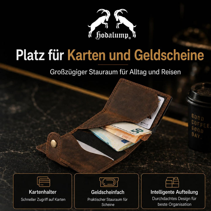 hodalump Kreditkartenetui mit RFID-Schutz aus Echt-Leder • Kompaktes Kreditkartenhalter für Damen un