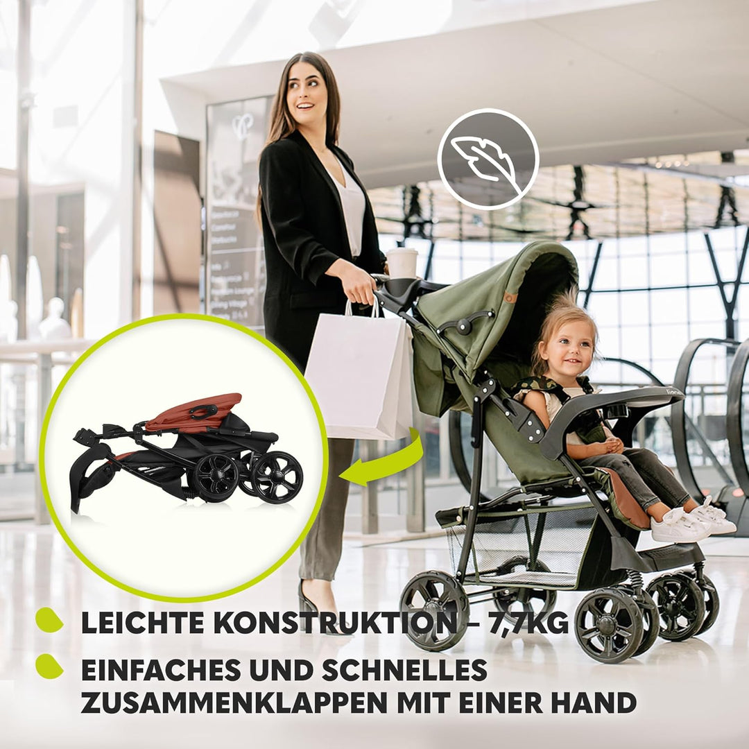 LIONELO Emma Plus Kinderwagen bis zu 15 kg, Kindersportwagen, leicht modern klein Buggy mit Liegepos