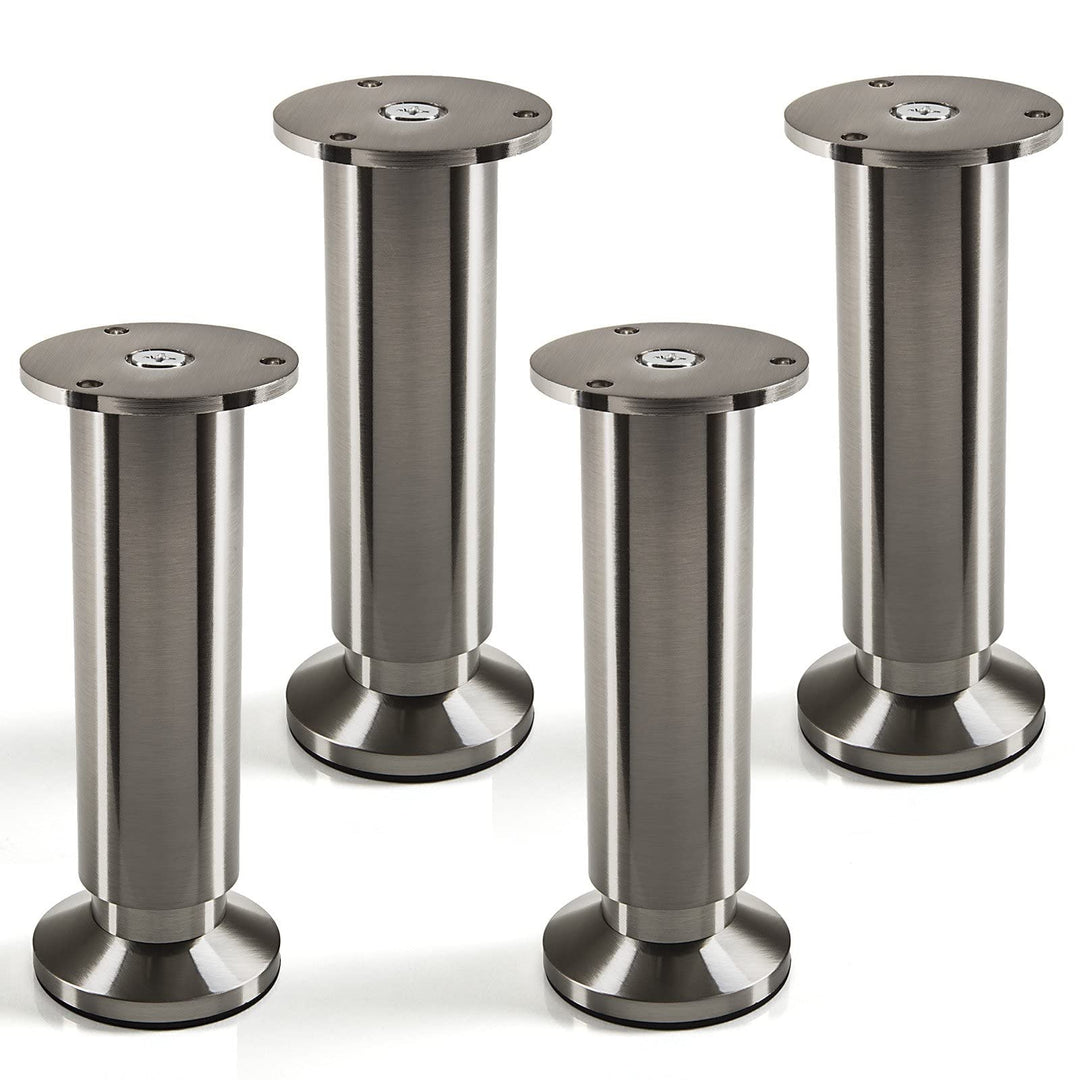 4er Set Möbelfüsse Alpha verstellbar Stützfüsse Edelstahloptik gebürstet, belastbar bis 250 Kg, Höhe