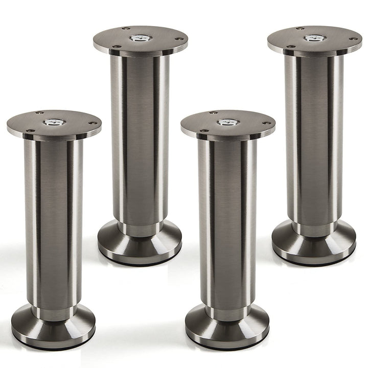 4er Set Möbelfüsse Alpha verstellbar Stützfüsse Edelstahloptik gebürstet, belastbar bis 250 Kg, Höhe