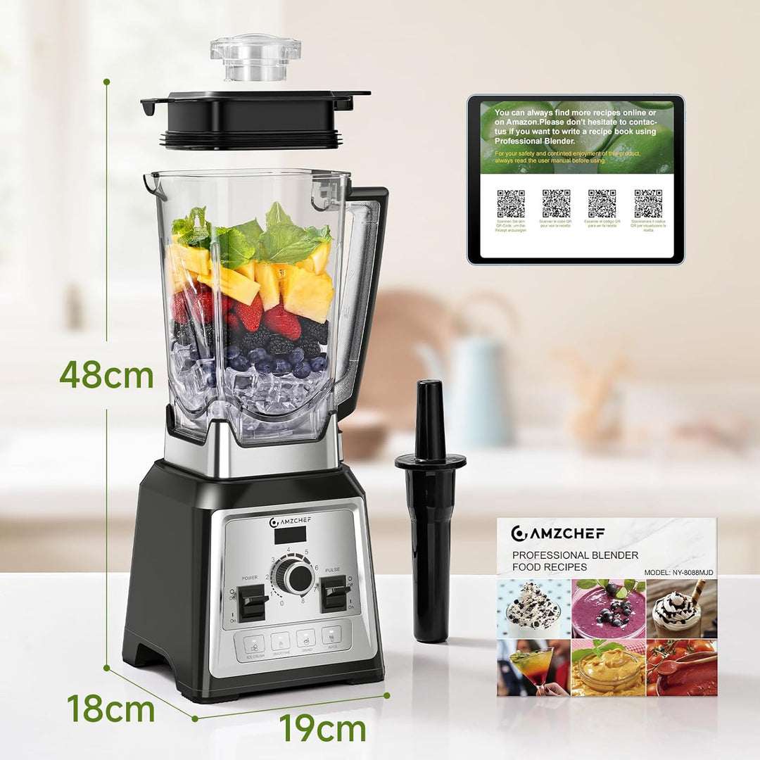 AMZCHEF Standmixer 2000 Watt | 2L Mixer Hochleistungsmixer | Blender mit 8 Einstellbaren Geschwindig