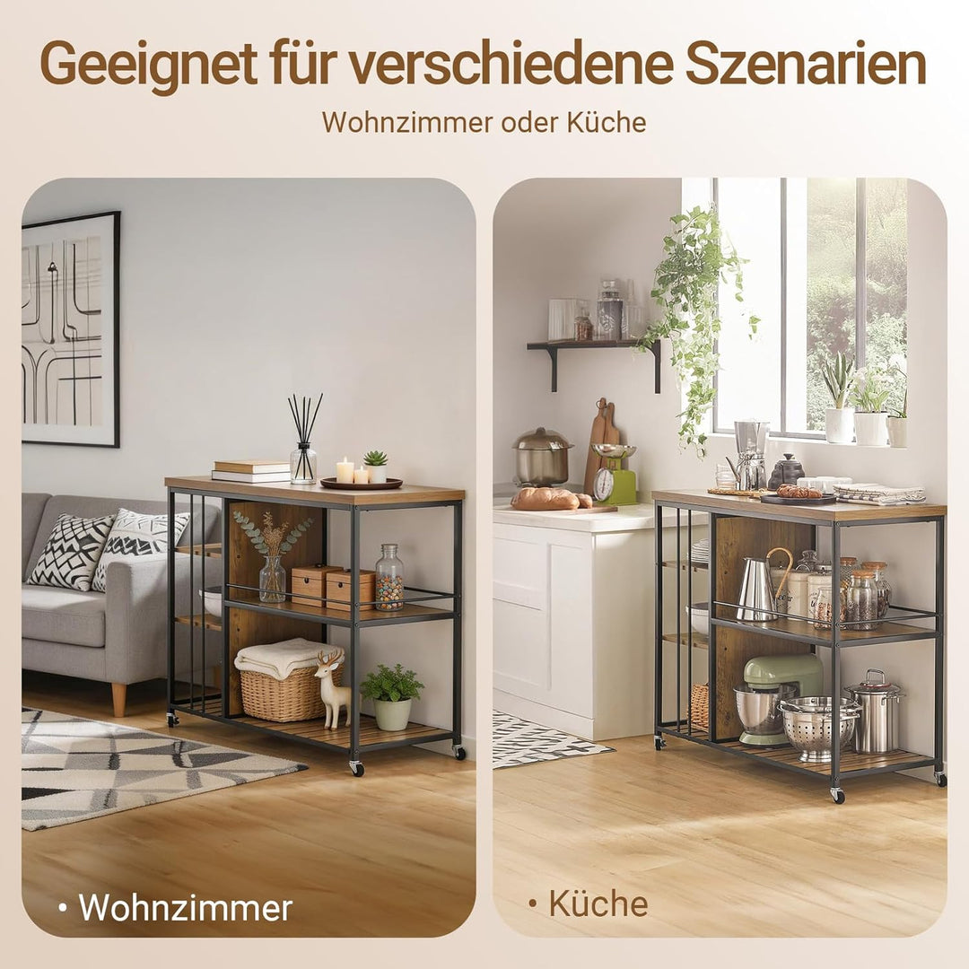 SoBuy SVW18-F Servierwagen mit 5 Ablagen Beistellwagen Rollwagen Teewagen Barwagen Küchenwagen Mikro