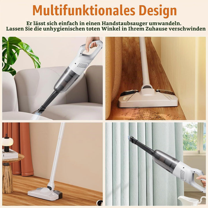 Akku-Staubsauger mit Wischfunktion und Anti-Tangle-Bodenbürste, kabellos für Zuhause, Hartböden, Tep