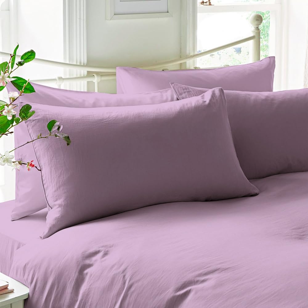 Pizuna Luxuriöser Soft-Satin 2er Pack Kissenbezug 40x80 cm Neues Lila, 600 Fadenzahl Baumwolle Kisse