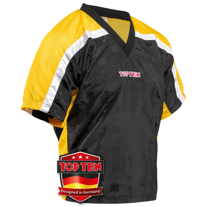 T-Shirt mit V-Ausschnitt zum Kickboxen „Kickboxjacke Mesh“ Schwarz - Gelb M, Schwarz - Gelb M