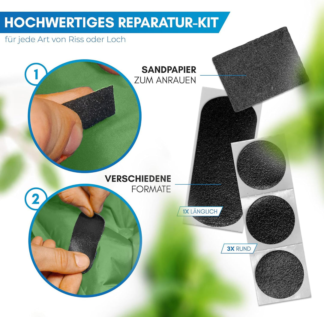 NORDMUT® 500g Isomatte Ultraleicht [mit Reparaturset] - Aufblasbare Luftmatratze Camping kleines Pac