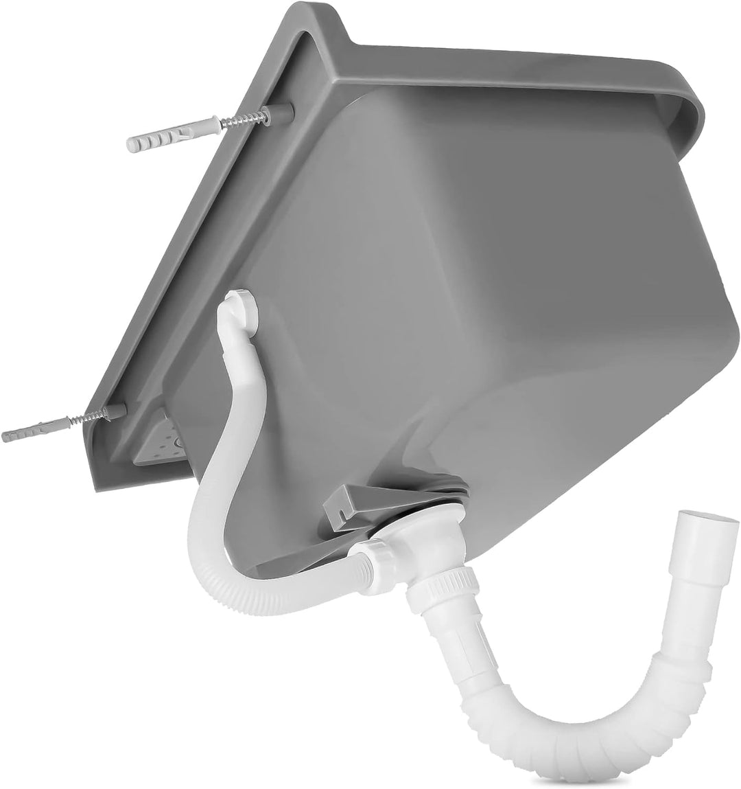 Waschbecken mit Regal 60 x 34 x 21 cm Grau | Spülbecken Ausgussbecken Waschtrog Becken Ablage Überla